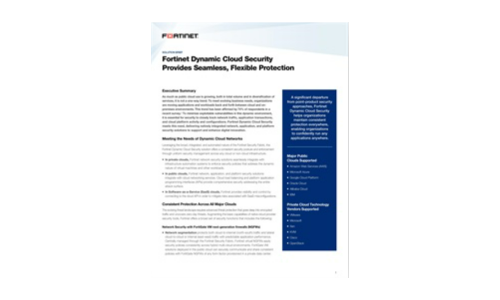 Fortinet Dynamic Cloud Security Provides Seamless, Flexible Protection